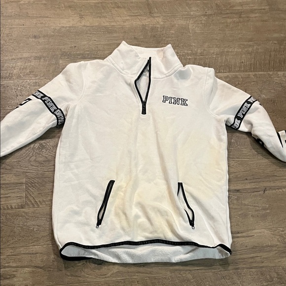 PINK Victoria's Secret White Half-Zip tape - Picture 1 of 4